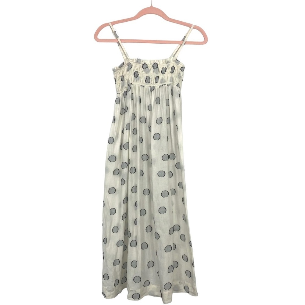 LOFT Cream Maxi Dress with Gray Polka Dots